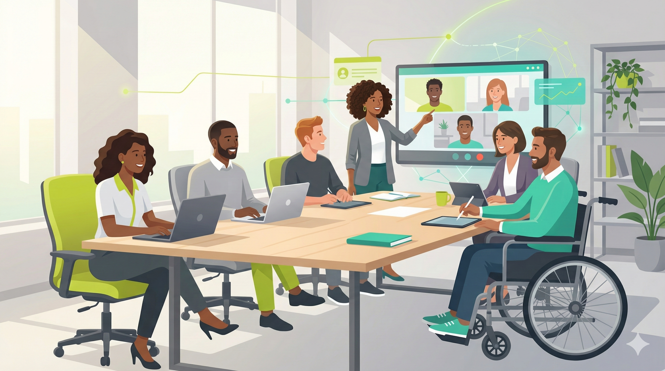 Modern futuristic office with career growth